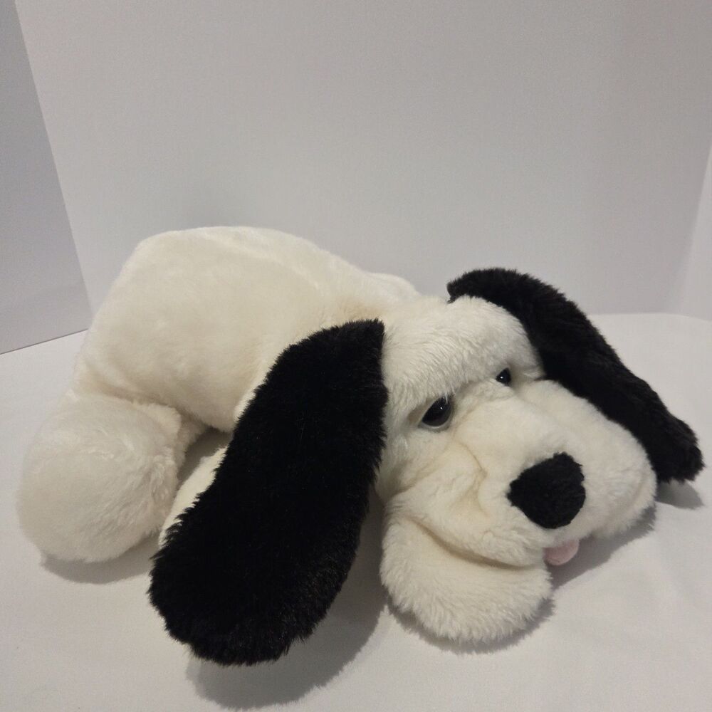 Kids of America Corp 16” Rare Soft Plush Puppy Dog White and Black Hound 2007